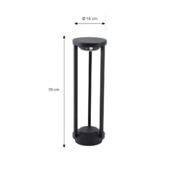 Lucande, lámpara solar LED para caminos Nilea, Ø 16 cm, negra, sensor