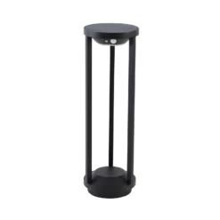Lucande, lámpara solar LED para caminos Nilea, Ø 16 cm, negra, sensor