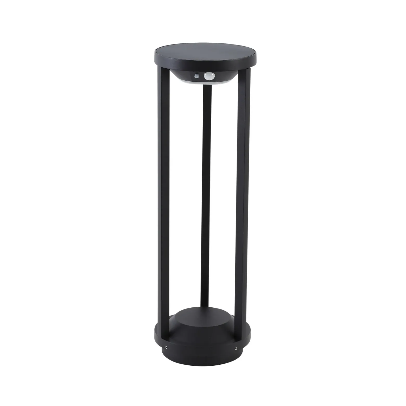 Lucande, lámpara solar LED para caminos Nilea, Ø 16 cm, negra, sensor