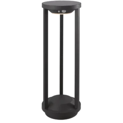 Lucande, lámpara solar LED para caminos Nilea, Ø 16 cm, negra, sensor