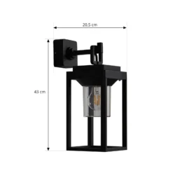 Lucande Milanka aplique de exterior, negro, aluminio, 43 cm