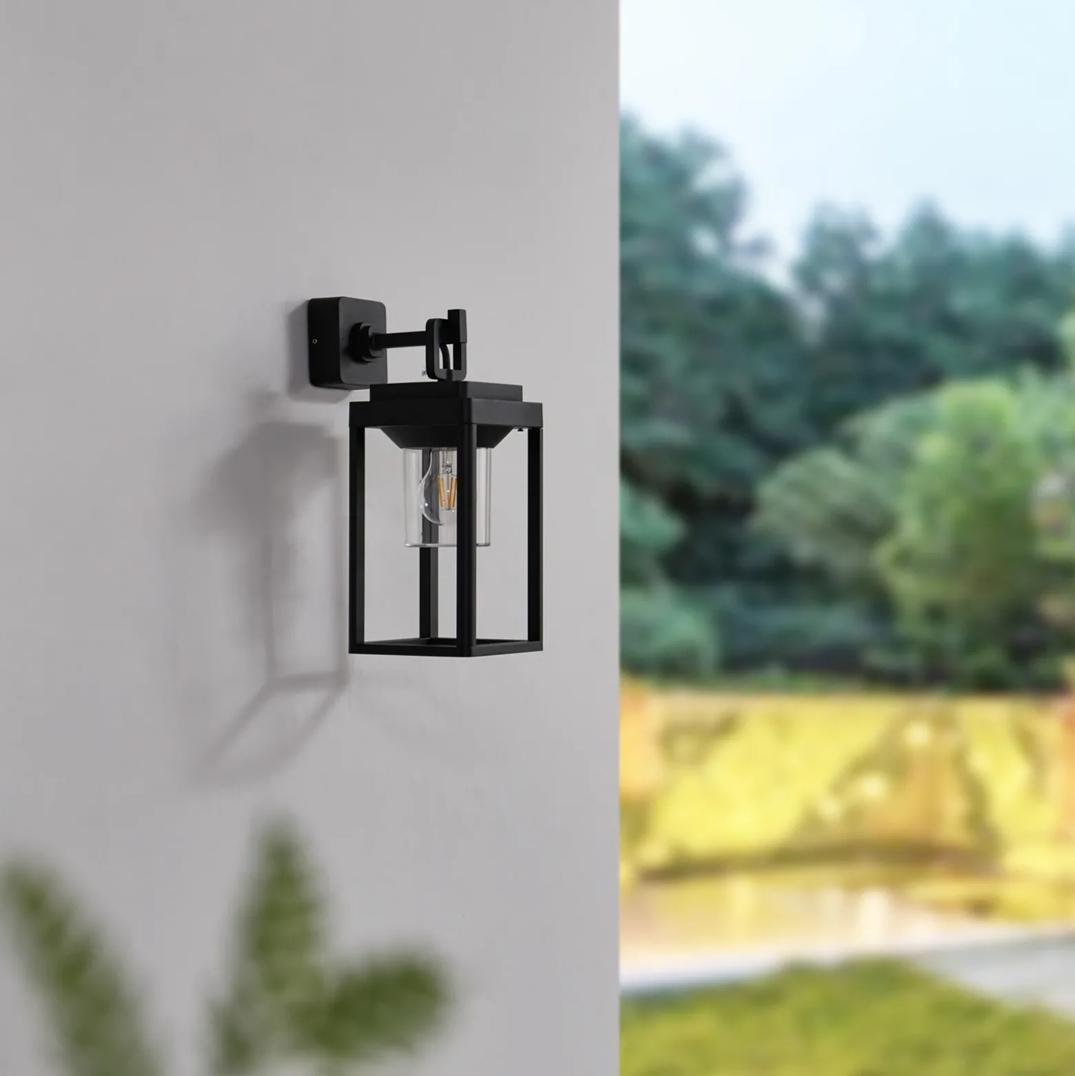 Lucande Milanka aplique de exterior, negro, aluminio, 43 cm