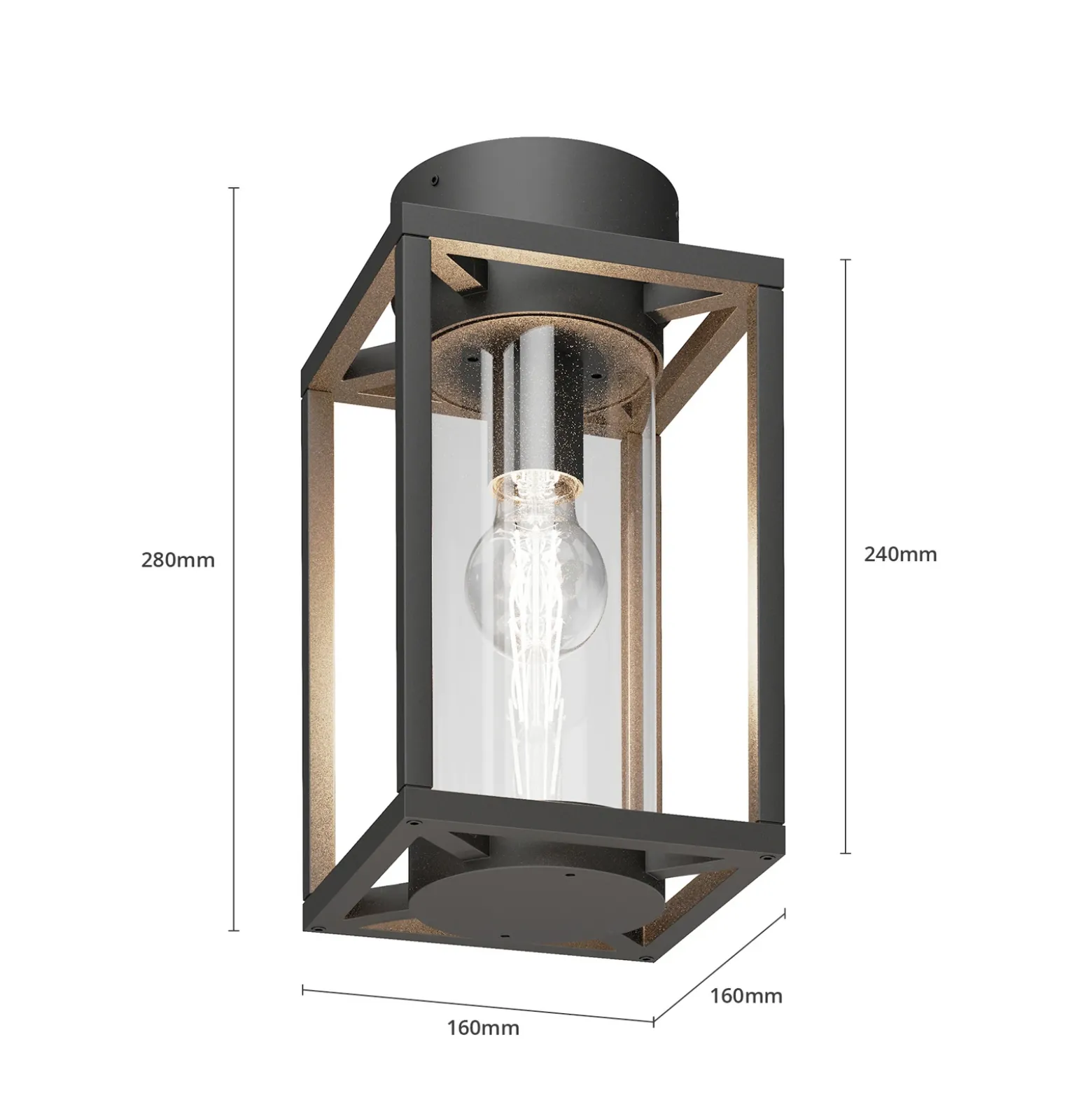 Lucande, plafón para exterior Ferda, 29 cm, antracita, IP44