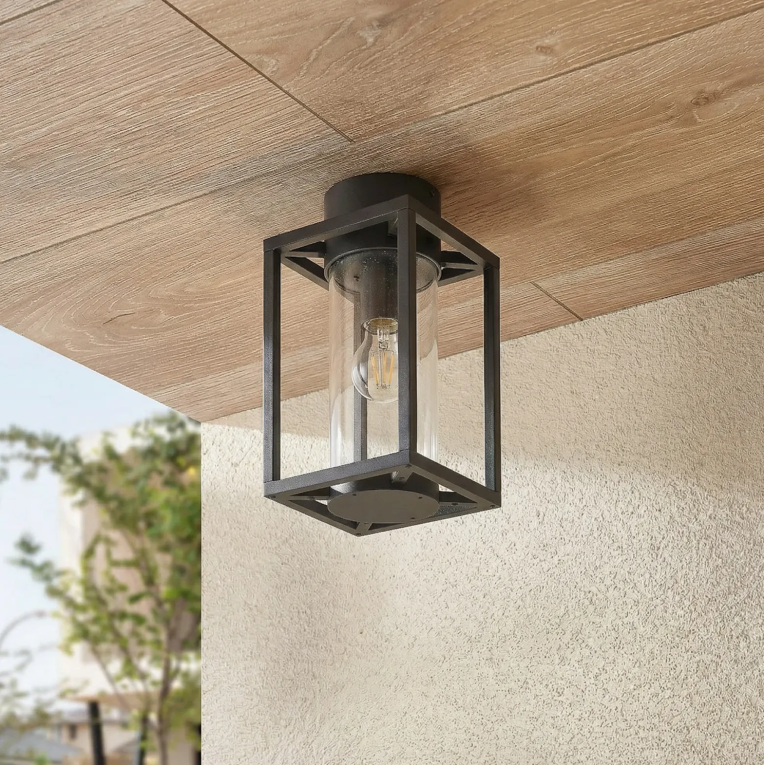 Lucande, plafón para exterior Ferda, 29 cm, antracita, IP44