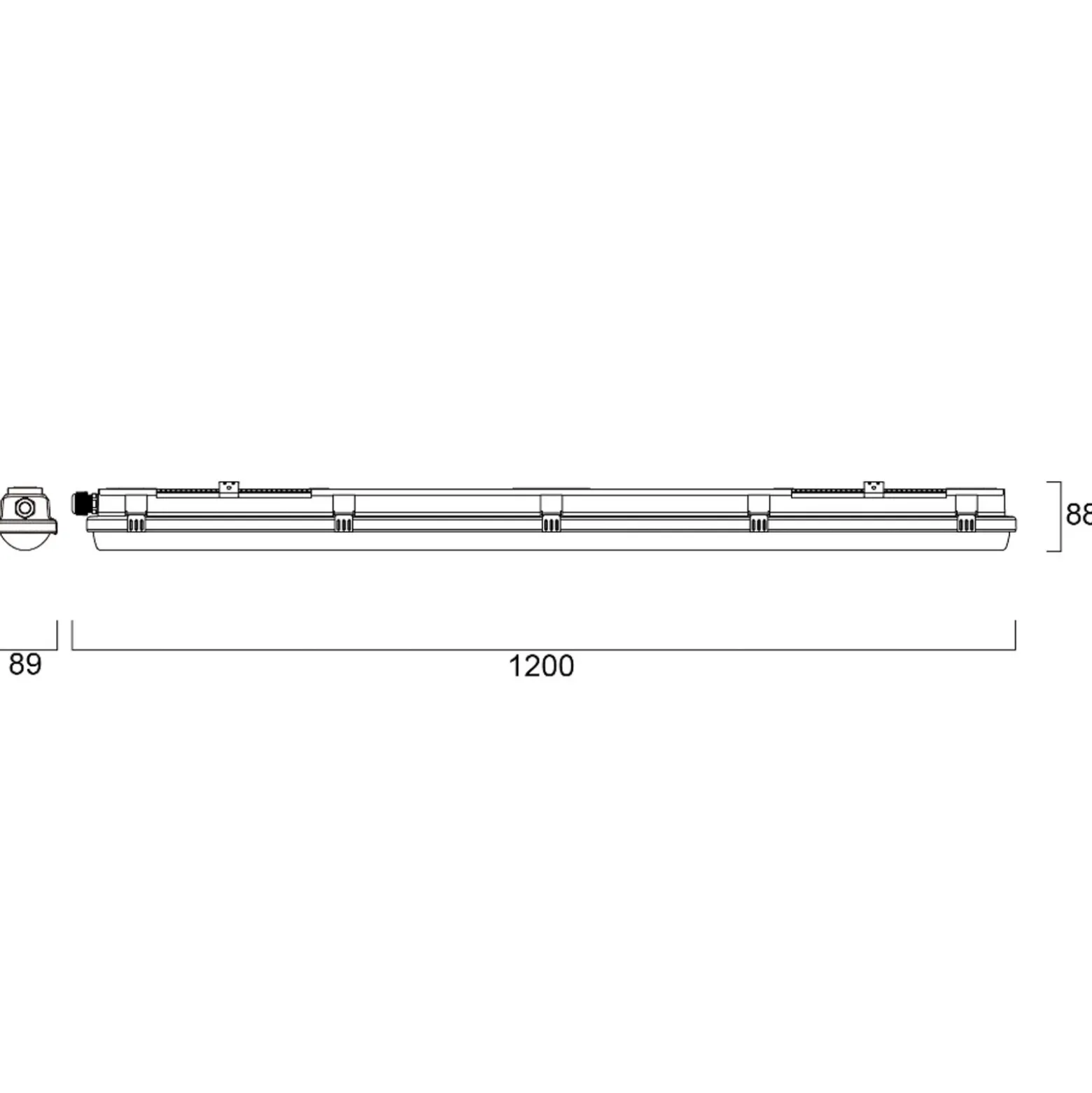 Luminaria LED con difusor para empotrar RESISTO, gris, 120 cm, 17 W, 840, IP66