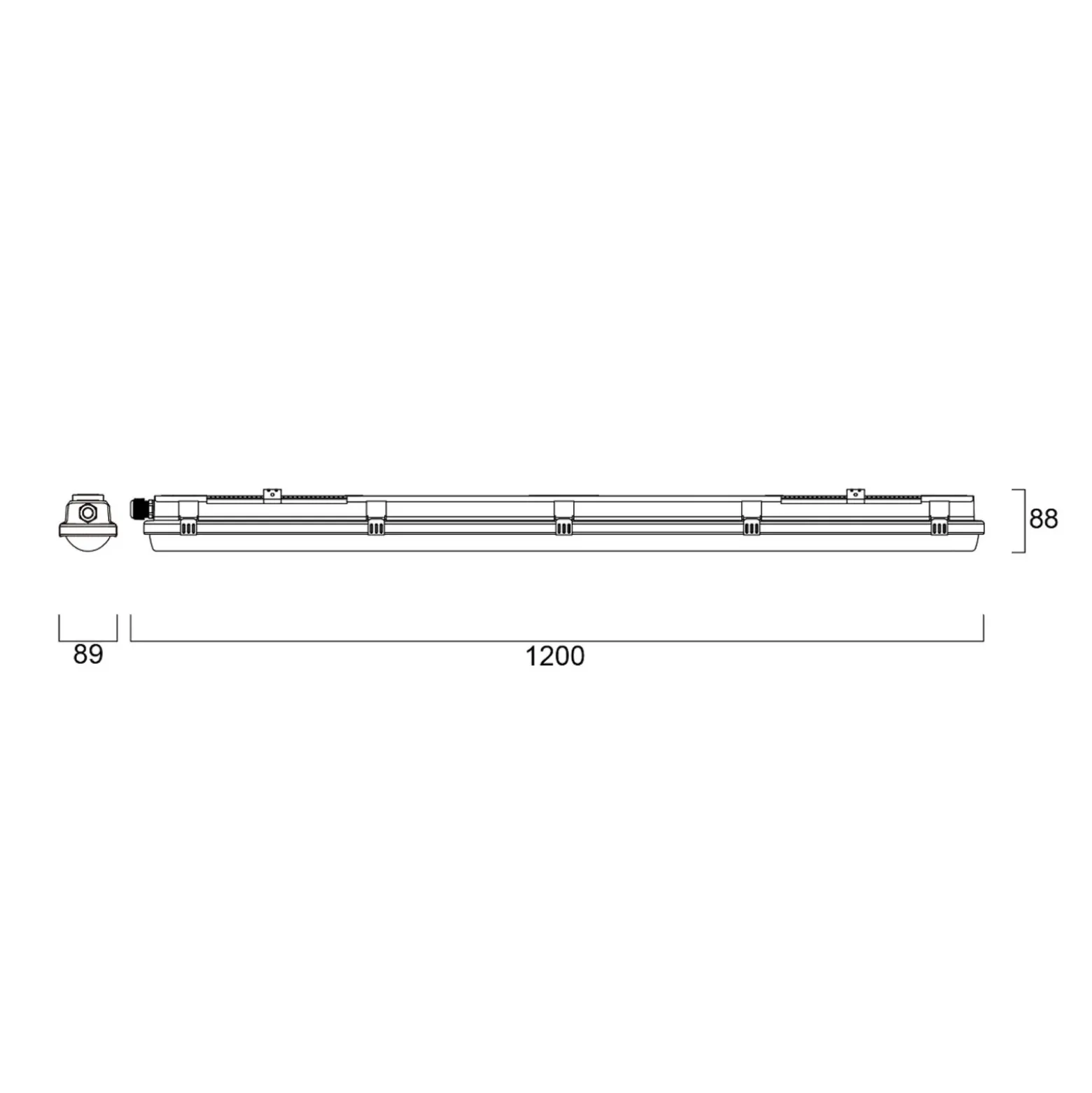 Luminaria LED con difusor RESISTO, gris claro, 120 cm, 17 W, 840 IP66