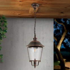 Mariella lámpara colgante exterior, negro-cobre, metal