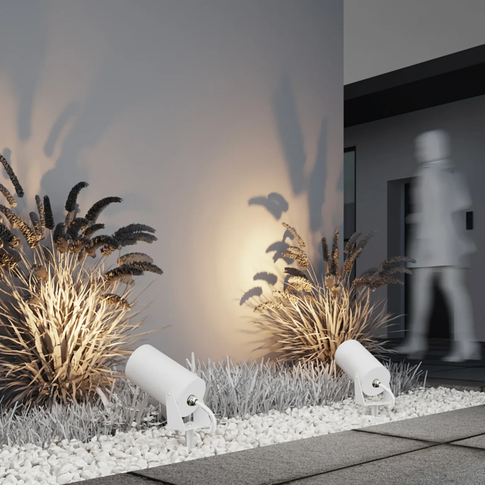 Maytoni foco LED con pica Bern, blanco, aluminio, IP65