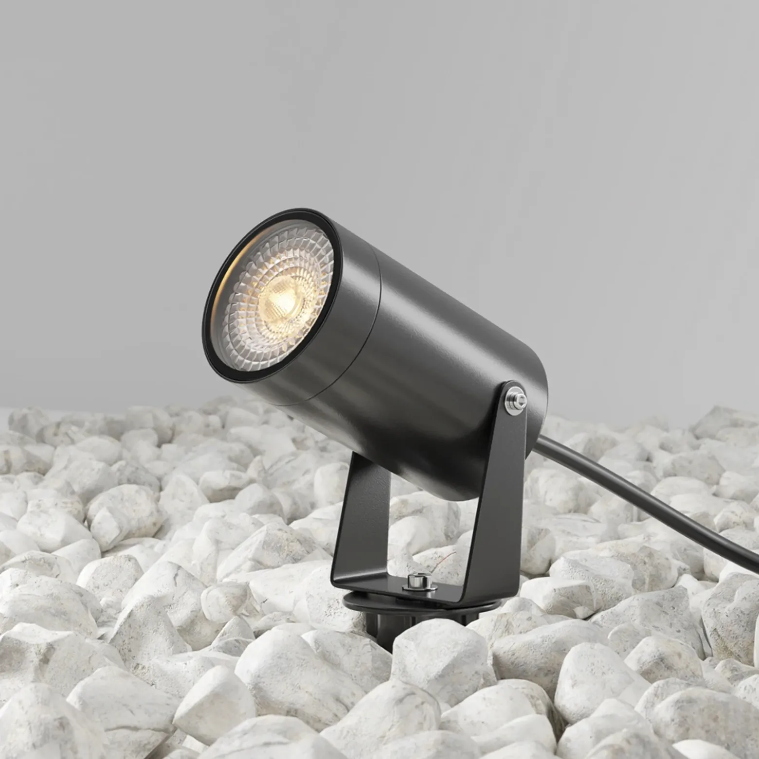 Maytoni Scope foco con pica, negro, aluminio, IP65
