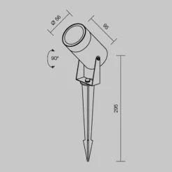 Maytoni Scope foco con pica, negro, aluminio, IP65