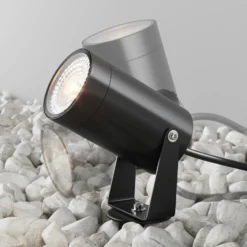 Maytoni Scope foco con pica, negro, aluminio, IP65