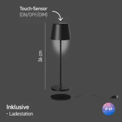 Müller Licht tint Lámpara de mesa LED recargable Dalia, aluminio, negro