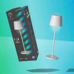 Müller Licht tint Lámpara de mesa LED recargable Dalia, aluminio, blanco