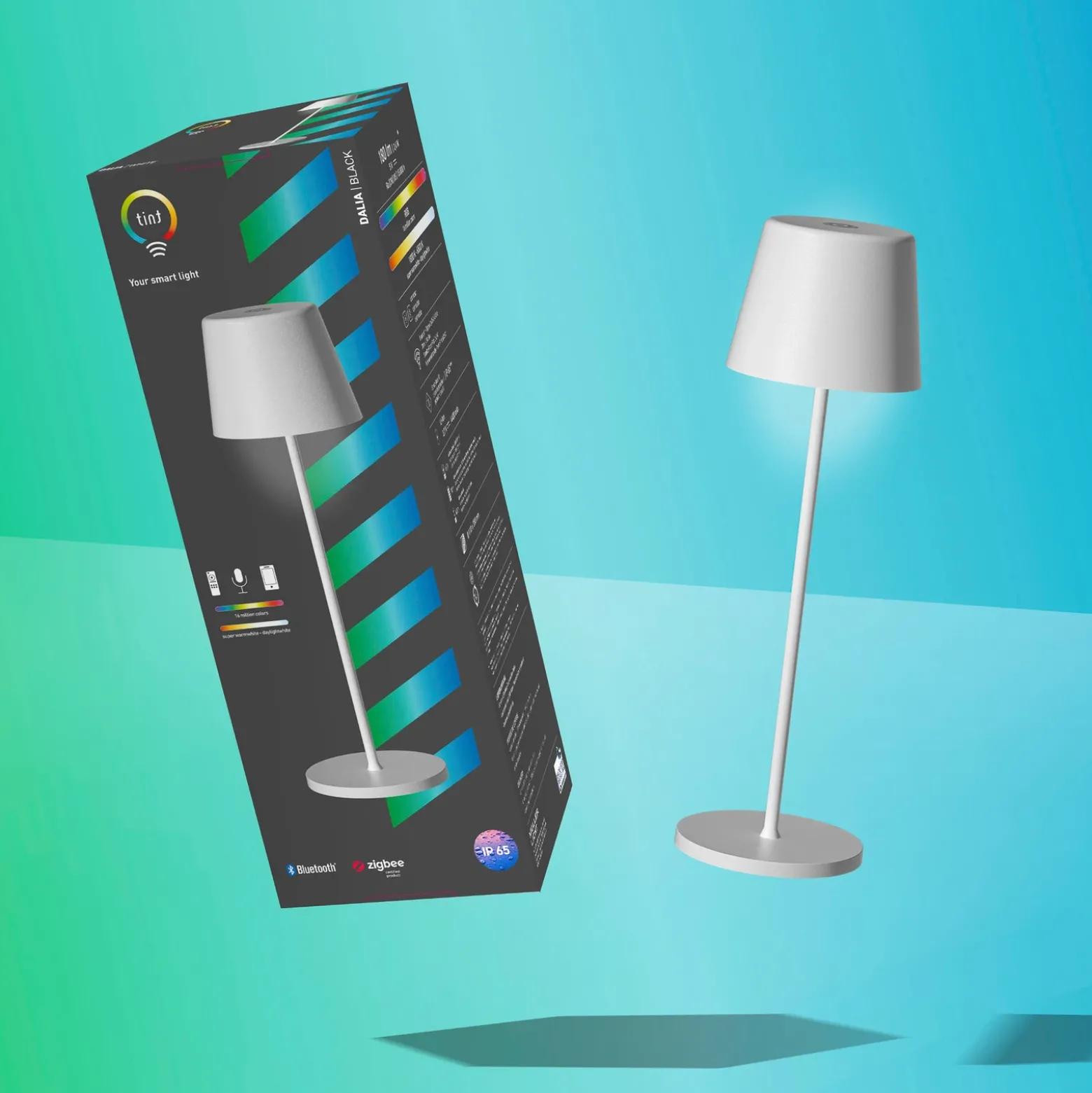 Müller Licht tint Lámpara de mesa LED recargable Dalia, aluminio, blanco