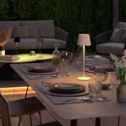 Müller Licht tint Lámpara de mesa LED recargable Dalia, aluminio, blanco