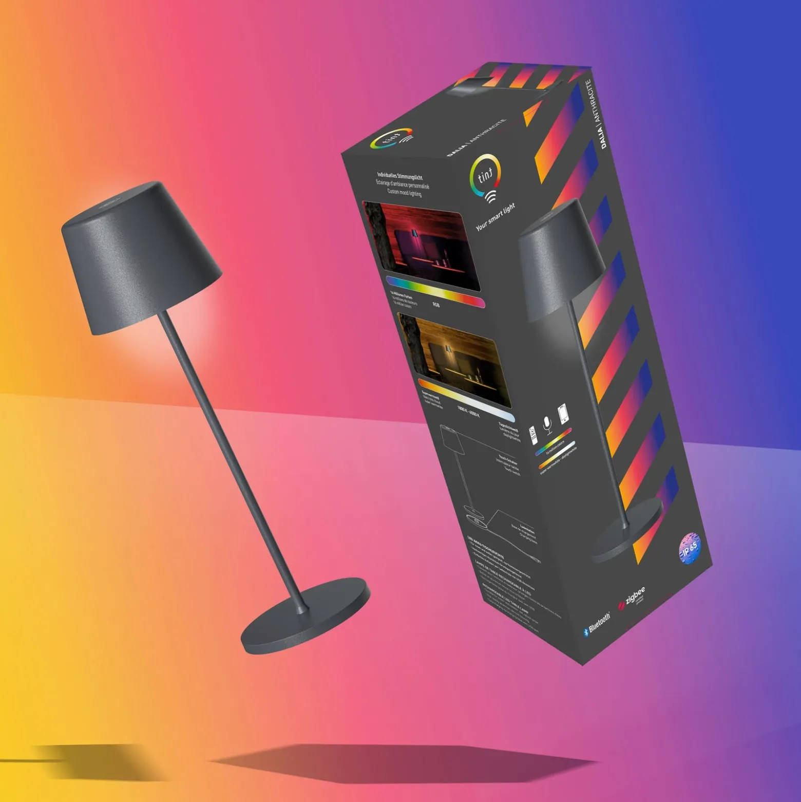 Müller Licht tint Lámpara de mesa LED recargable Dalia, aluminio antracita