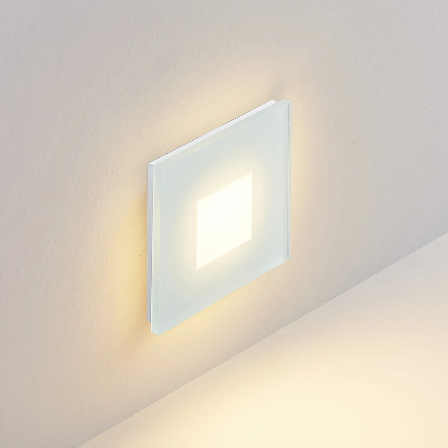 Molto Luce Lámpara empotrable LED Pared R68 Cristal IP44 SQ, blanco, CCT