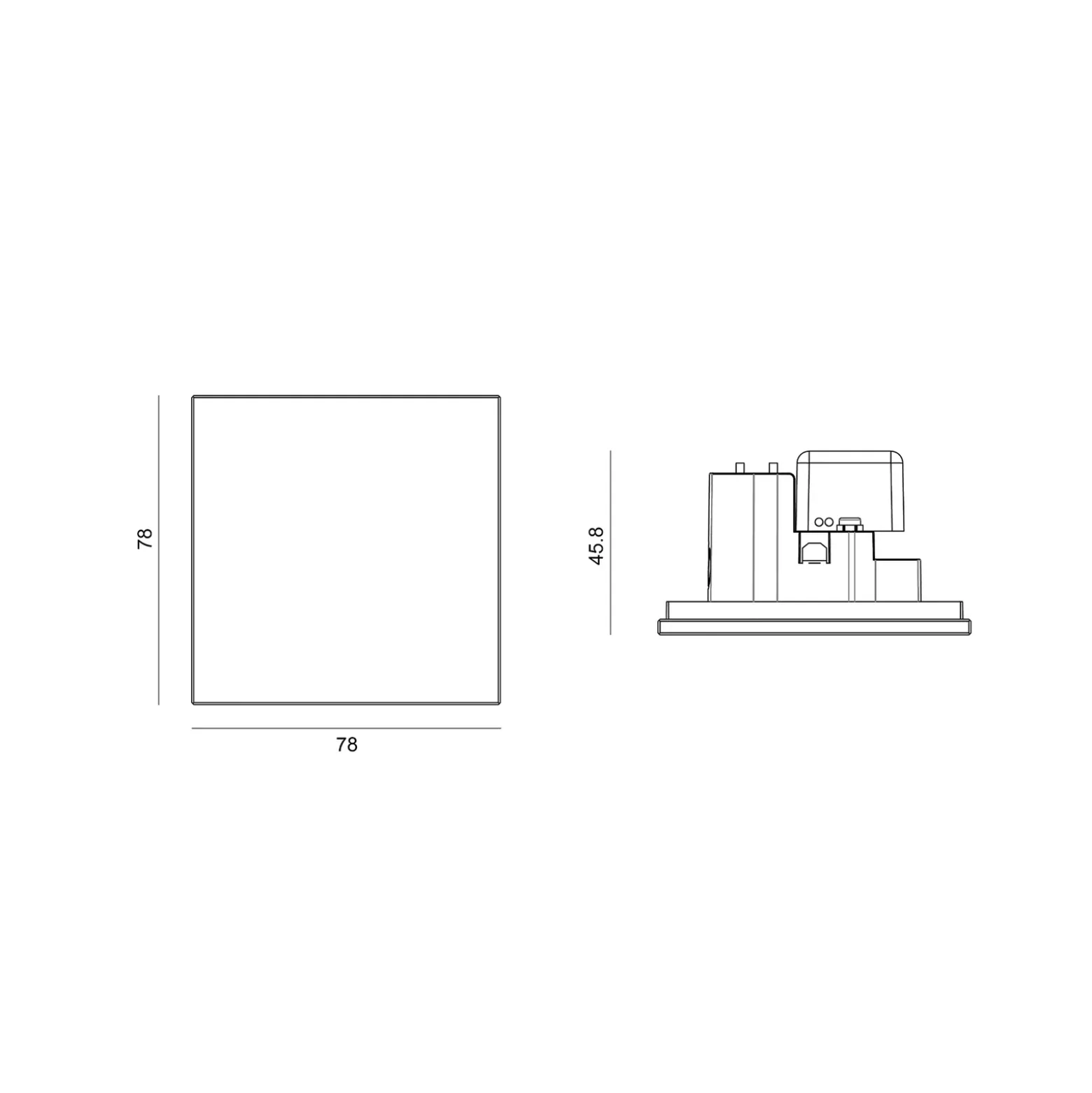 Molto Luce Lámpara empotrable LED Pared R68 Cristal IP44 SQ, negro