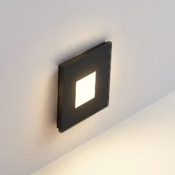 Molto Luce Lámpara empotrable LED Pared R68 Cristal IP44 SQ, negro