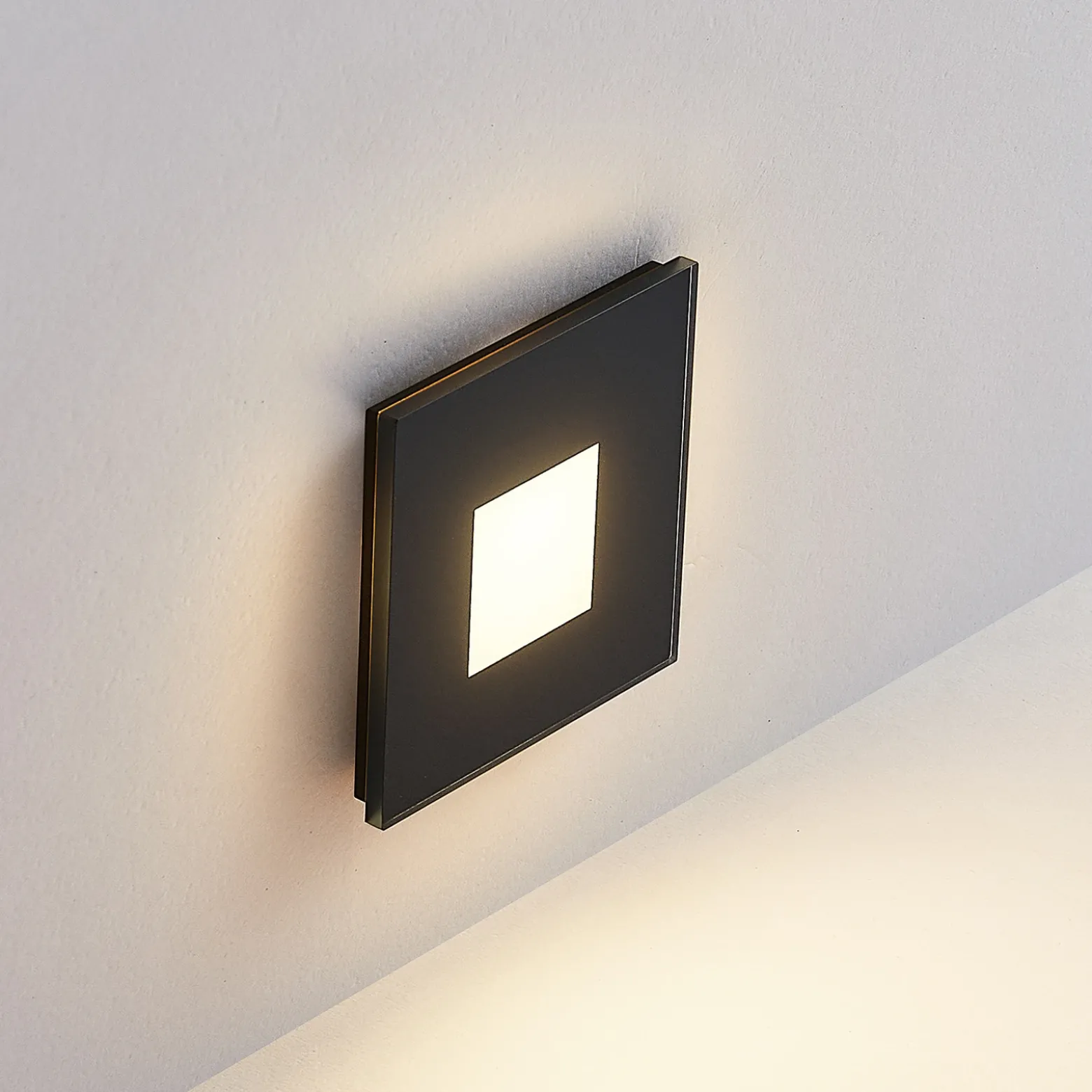 Molto Luce Lámpara empotrable LED Pared R68 Cristal IP44 SQ, negro