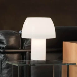 Nemo lámpara de mesa LED recargable Lorosae, blanco, cristal, IP54, USB