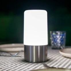 Newgarden Lámpara de mesa LED recargable Maia, gris, IP54, RGBW