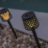Newgarden Lámpara LED solar Gretita, negra, pincho de suelo, 4 uds