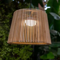 Newgarden Okinawa lampára colgante exterior LED recargable bambú