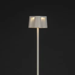 Nice lámpara de pie LED recargable, blanca, aluminio, IP54, atenuador, CCT