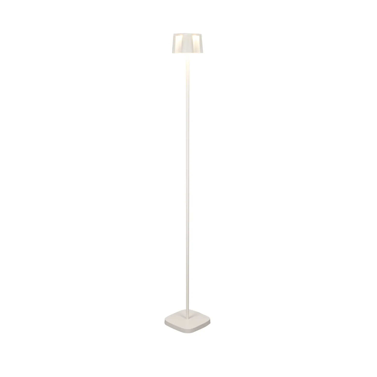 Nice lámpara de pie LED recargable, blanca, aluminio, IP54, atenuador, CCT