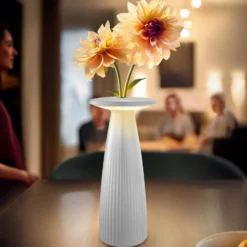 Nuflair lámpara de mesa LED recargable, blanca, IP54, atenuable, 24 cm