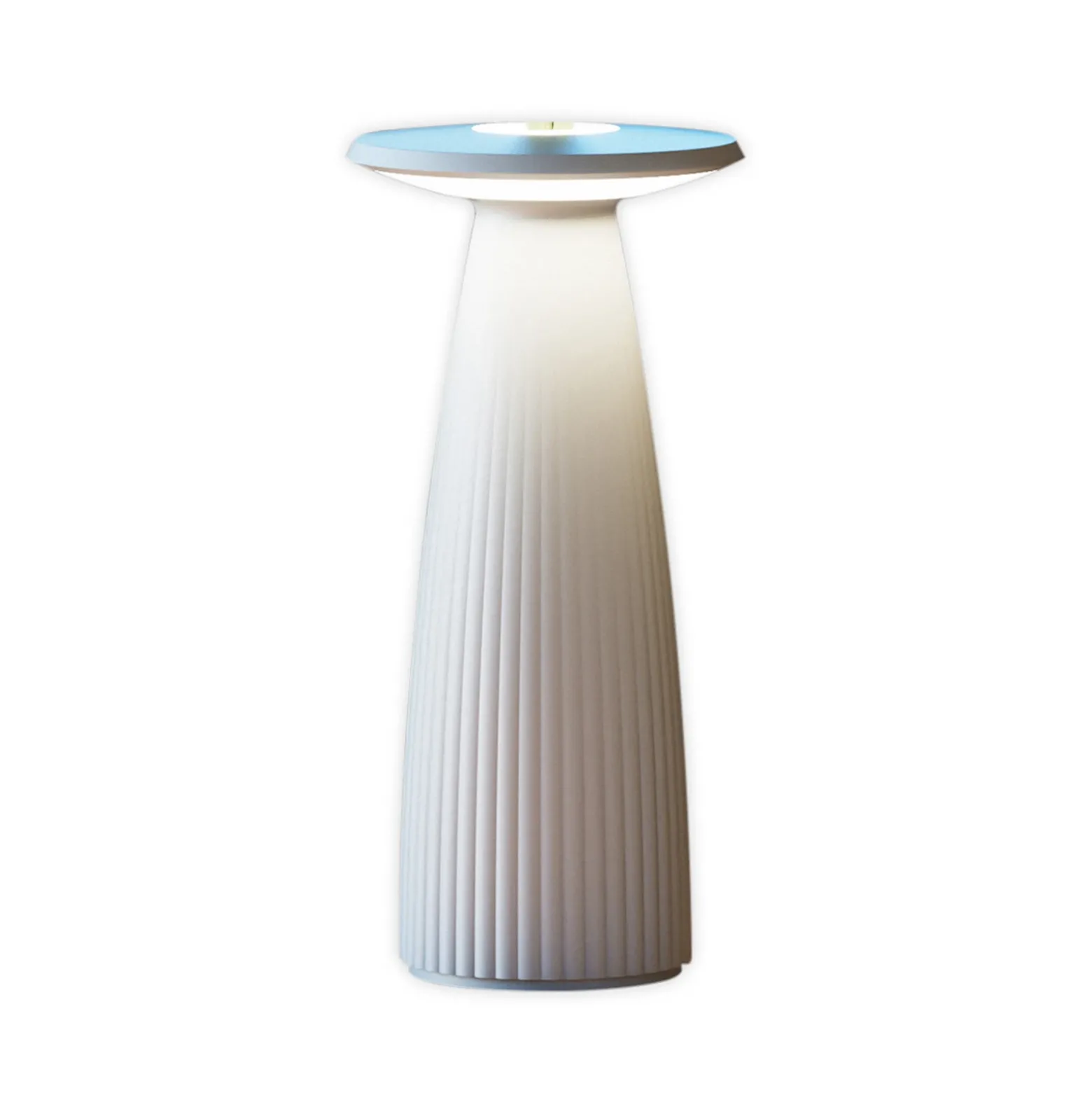Nuflair lámpara de mesa LED recargable, gris, IP54, atenuable, 24 cm