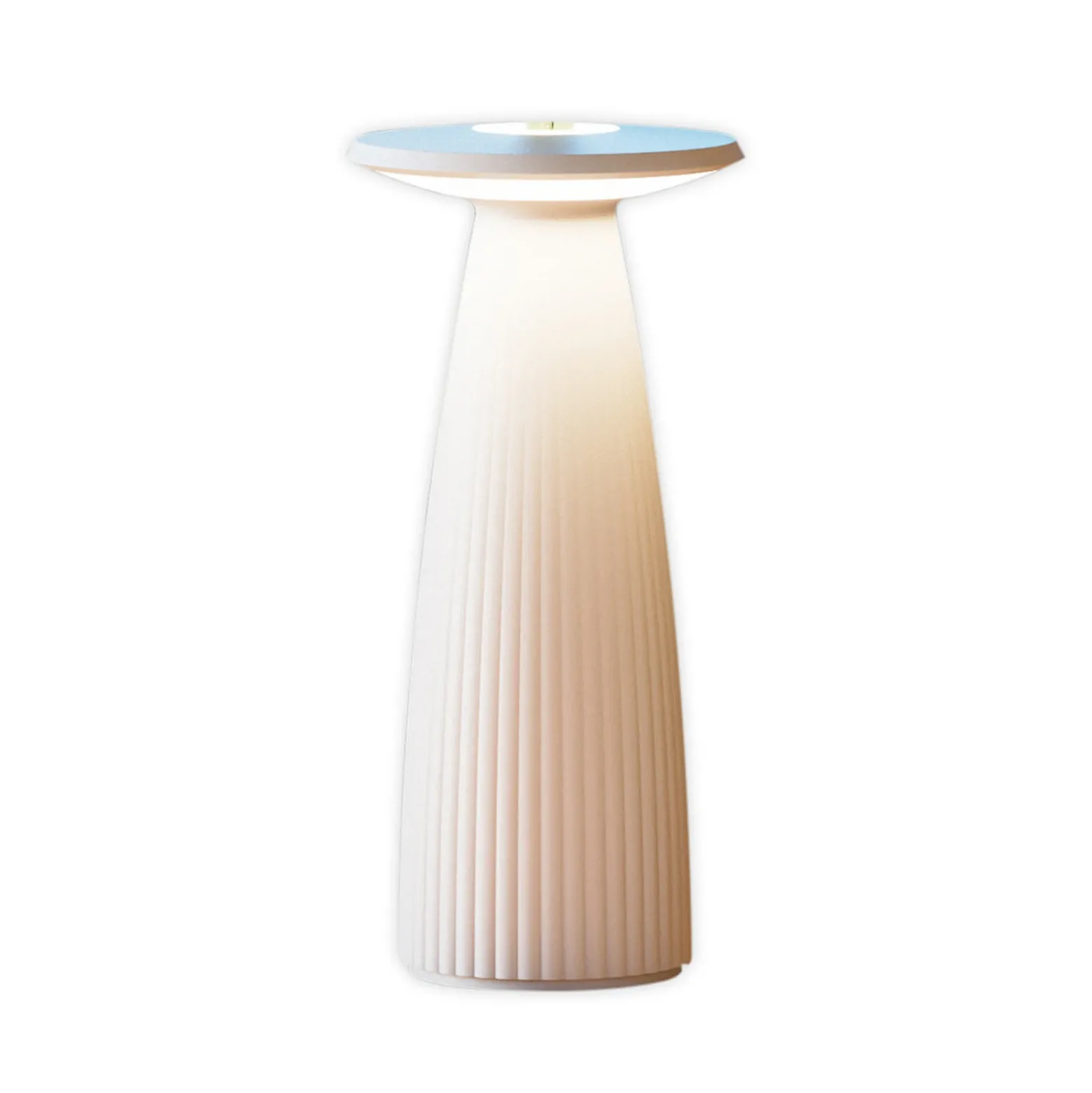 Nuflair lámpara de mesa LED recargable, beige, IP54, atenuable, 24 cm