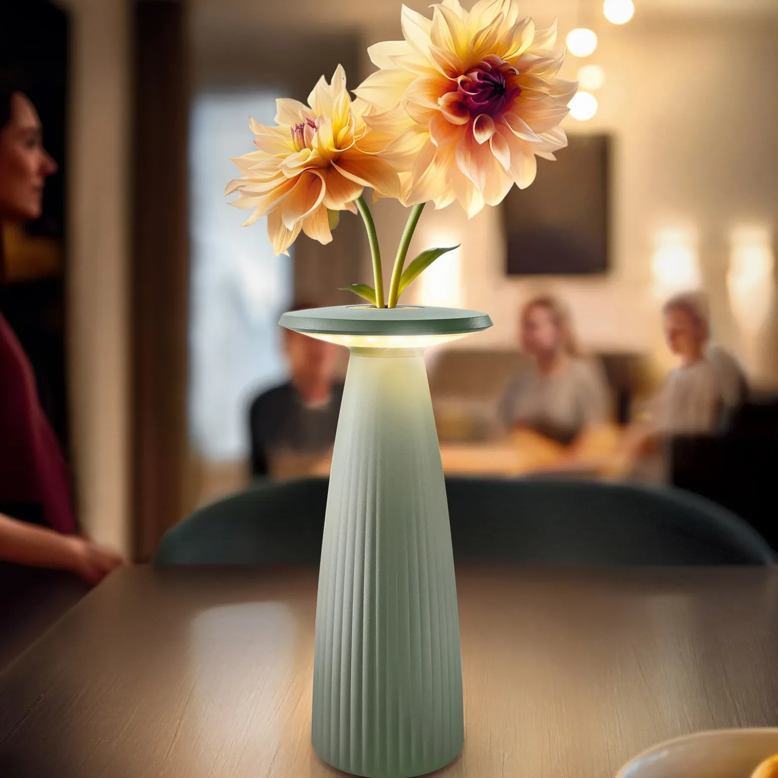 Nuflair lámpara de mesa LED recargable, verde, IP54, atenuable, 24 cm