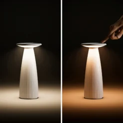 Nuflair lámpara de mesa LED recargable, marrón óxido, IP54, atenuable, 24 cm