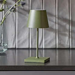 Nuindie mini LED lámpara de mesa recargable, USB-C, verde abeto, atenuable