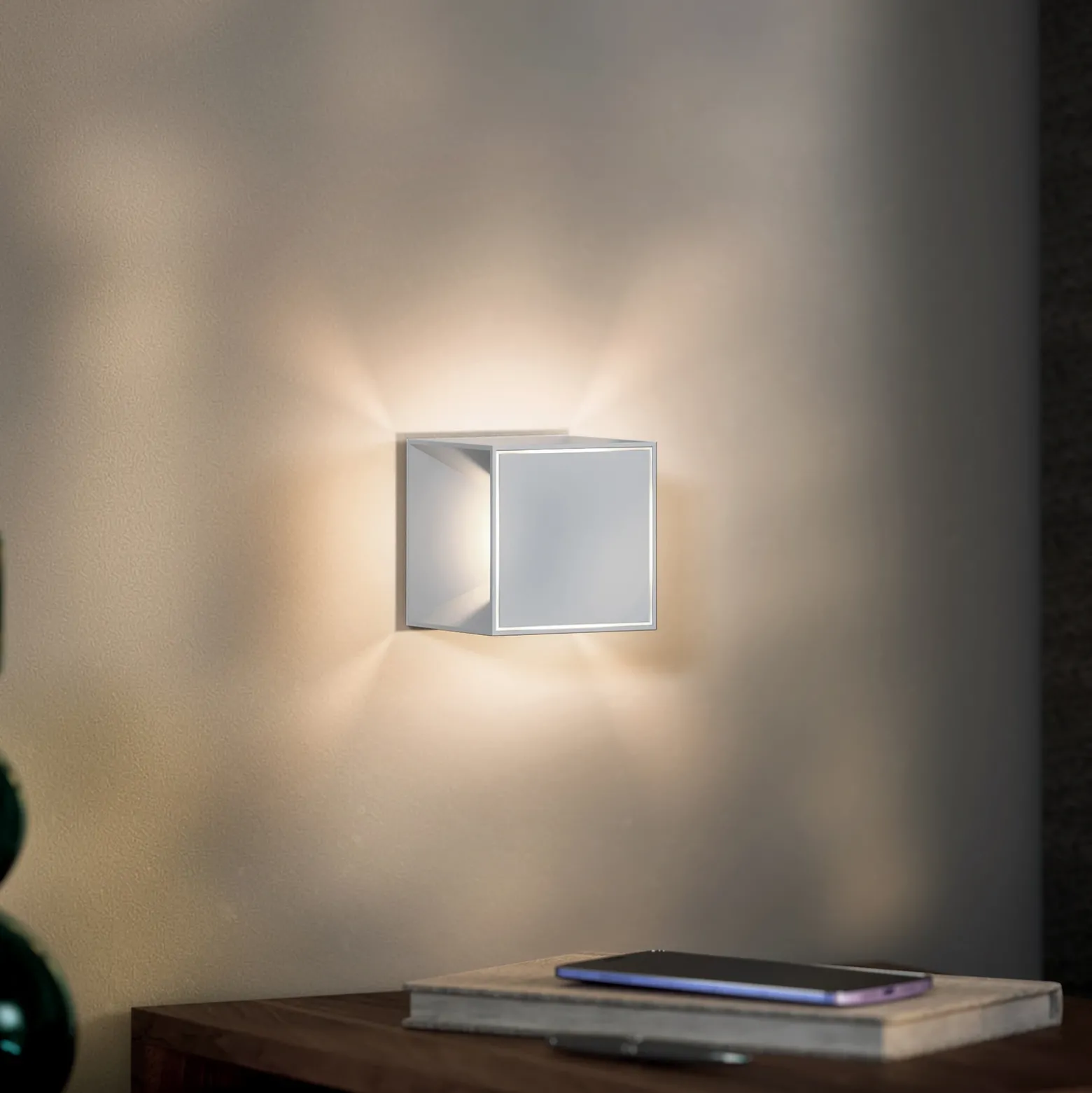 Nutalis mini lámpara de mesa LED recargable, gris niebla, IP54, atenuable