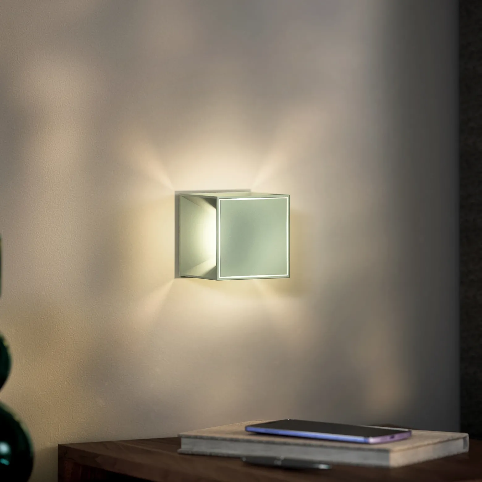Nutalis mini lámpara de mesa LED recargable, verde, IP54, atenuable
