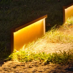 OLEV Step Line baliza LED, marrón óxido