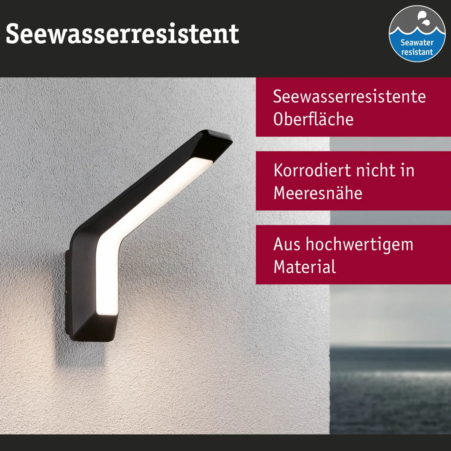 Paulmann Aplique de exterior LED Merano, sensor, antracita