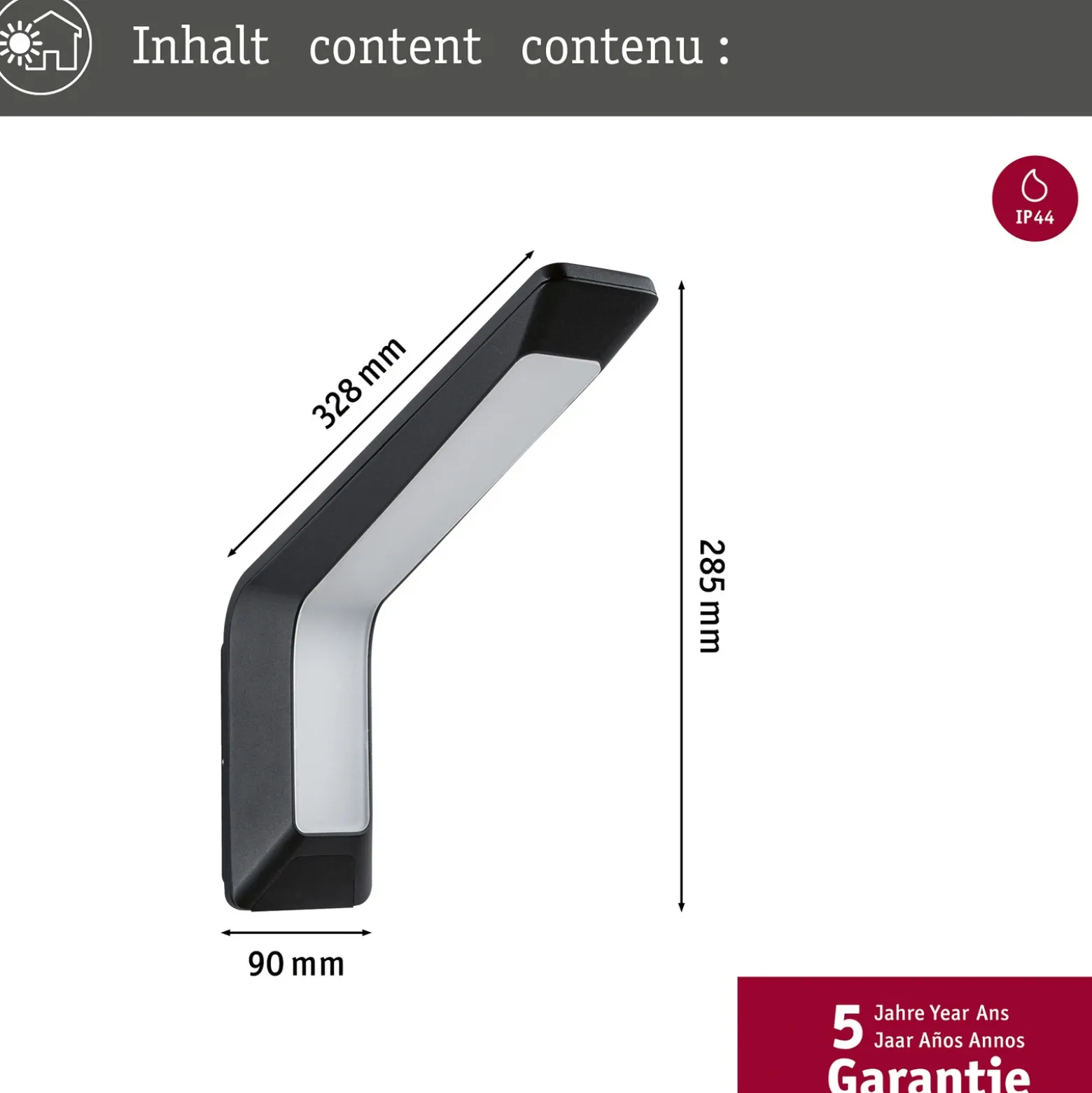 Paulmann Aplique de exterior LED Merano, sensor, antracita