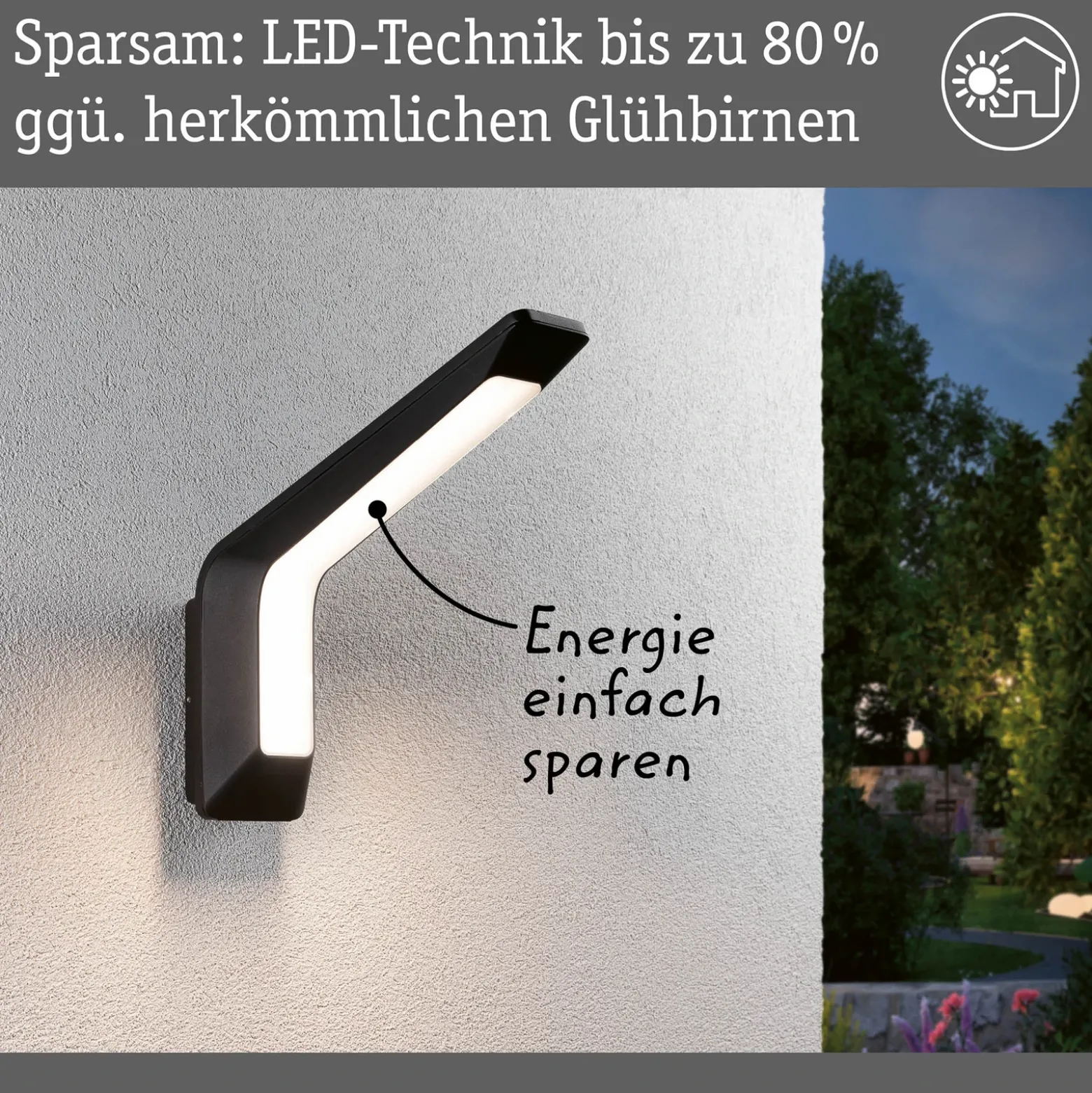Paulmann Aplique de exterior LED Merano, sensor, antracita