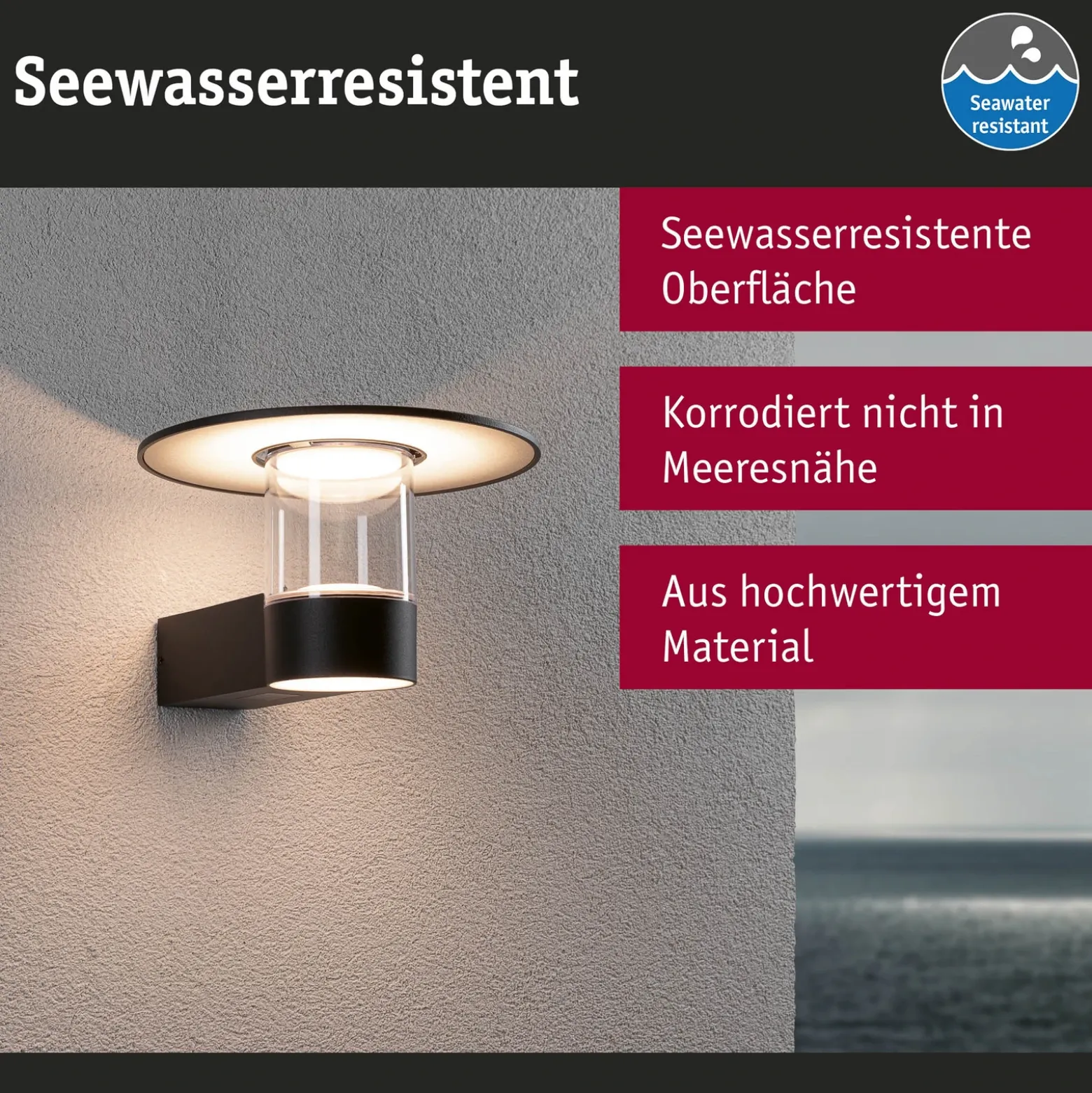 Paulmann Aplique de exterior LED Sienna, aluminio, sensor