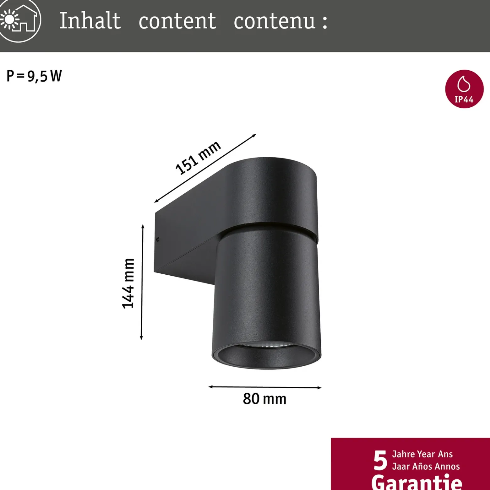 Paulmann Aplique de exterior LED Kimu, antracita, 3.000 K