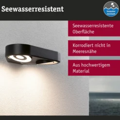 Paulmann aplique de pared LED con sensor Silma antracita 2 luces IP44