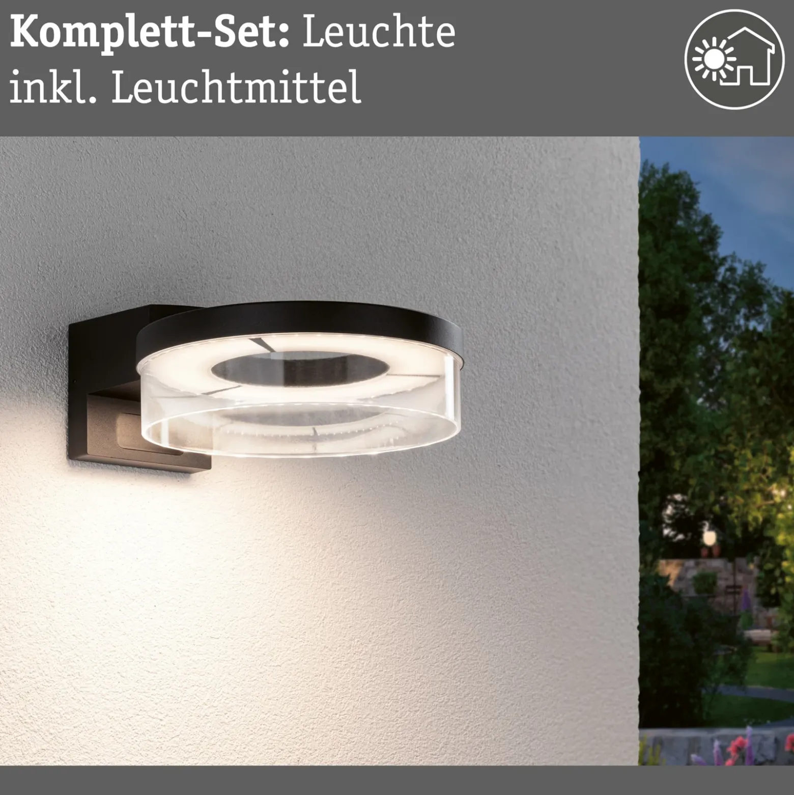 Paulmann aplique LED para exterior Capera, antracita, IP44