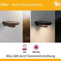 Paulmann aplique LED para exterior con panel solar Bordola, sensor, antracita