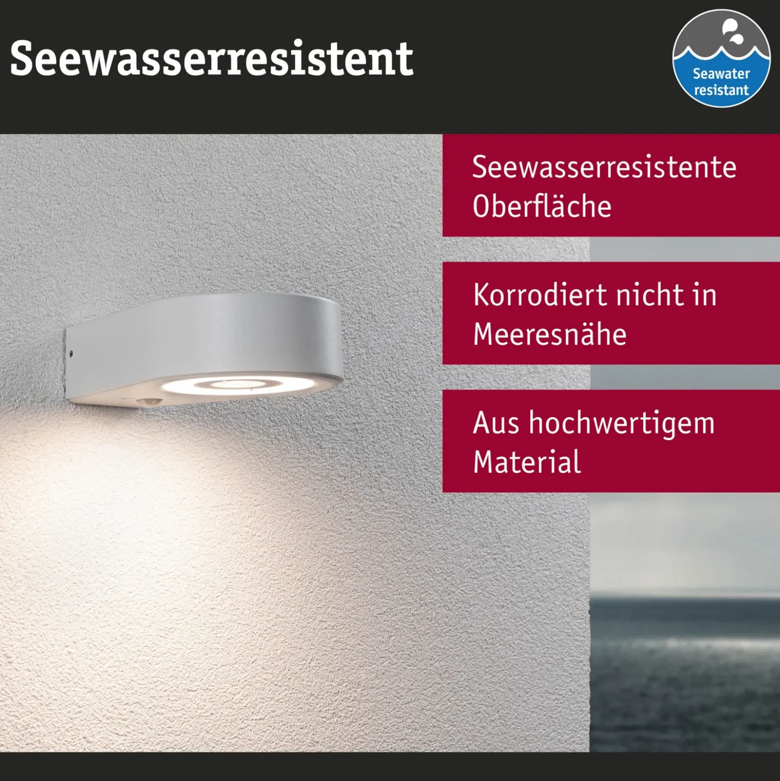 Paulmann aplique LED para exterior con sensor Silma blanco 1 luz IP44