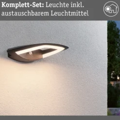 Paulmann aplique LED para exterior con sensor Akena, 3000 K, antracita