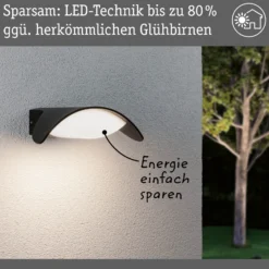 Paulmann aplique LED para exterior Mesana, antracita 24 cm aluminio IP44